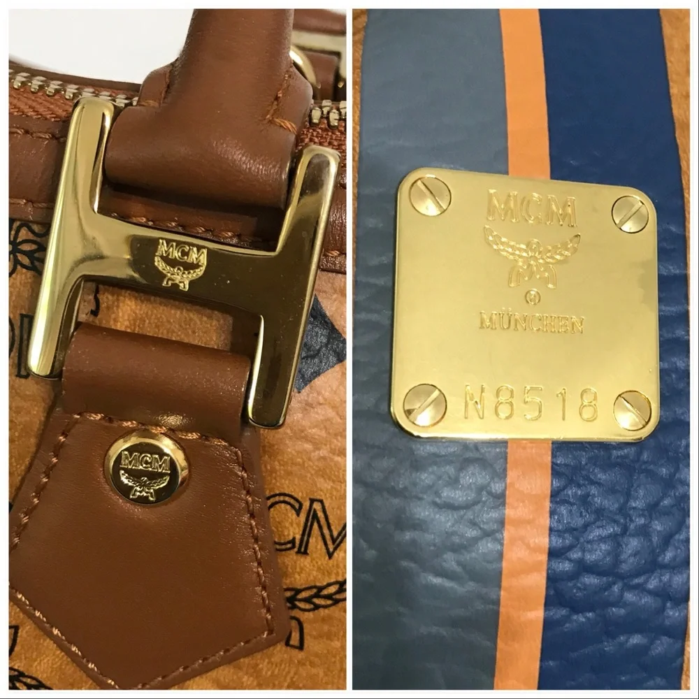 MCM Brown and Blue Satchel - Picture 7 of 8